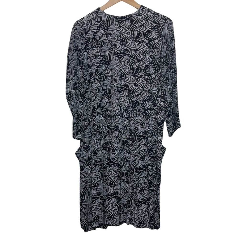 MONOPRIX FEMME | Women's Black & White Knee Length 3/4 Sleeve Dress | Size 34